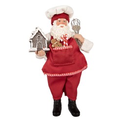 Clayre & Eef Statuetta decorativa di Natale Babbo Natale 16x9x26 cm Rosso Plastica