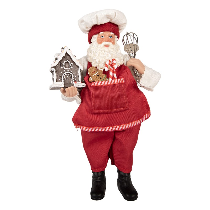 Clayre & Eef Statuetta decorativa di Natale Babbo Natale 16x9x26 cm Rosso Plastica