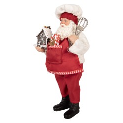 Clayre & Eef Statuetta decorativa di Natale Babbo Natale 16x9x26 cm Rosso Plastica
