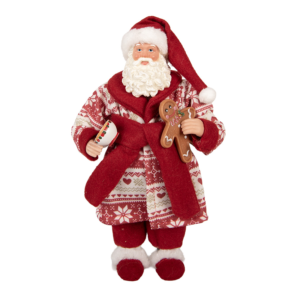 Clayre&Eef Kerstdecoratie Beeld Kerstman 15x11x28 cm Rood Kunststof afbeelding