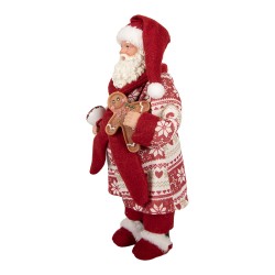 Clayre & Eef Kerstdecoratie Beeld Kerstman 15x11x28 cm Rood Kunststof