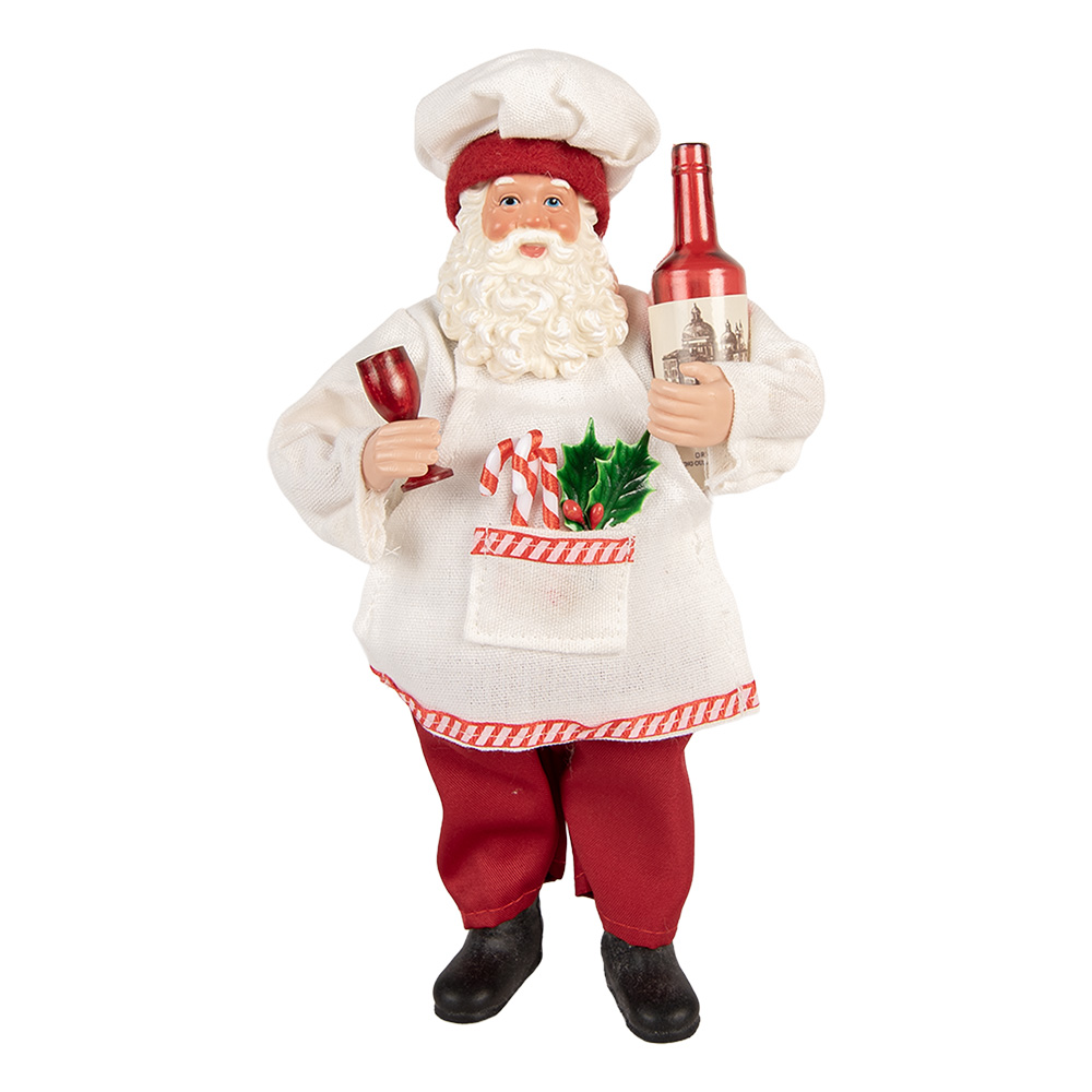 Clayre&Eef Kerstdecoratie Beeld Kerstman 15x10x27 cm Rood Kunststof afbeelding
