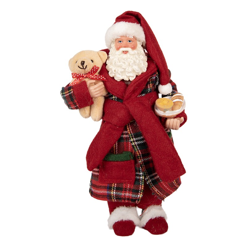 Clayre & Eef Weihnachtsdekorationsfigur Weihnachtsmann 18x11x28 cm Rot Kunststoff