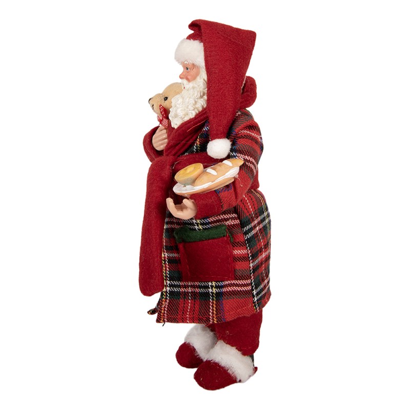 Clayre & Eef Weihnachtsdekorationsfigur Weihnachtsmann 18x11x28 cm Rot Kunststoff
