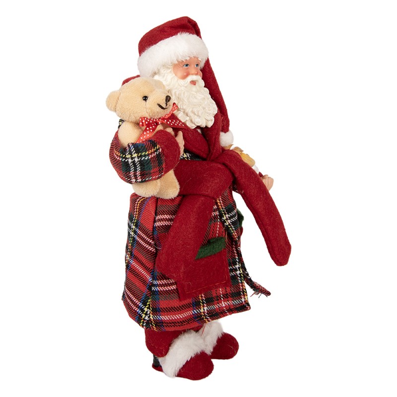 Clayre & Eef Weihnachtsdekorationsfigur Weihnachtsmann 18x11x28 cm Rot Kunststoff