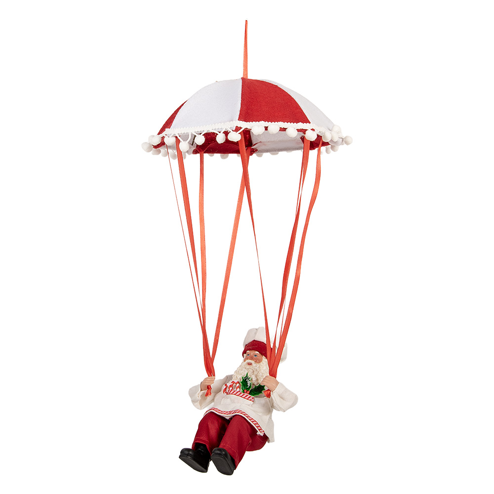 Clayre&Eef Kerstdecoratie Beeld Kerstman 25x25x55 cm Rood Kunststof afbeelding