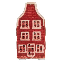 Clayre & Eef Dekoratives Haus mit LED Haus 4x4x8 cm Rot Keramik