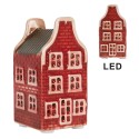 Clayre & Eef Dekoratives Haus mit LED Haus 4x4x8 cm Rot Keramik