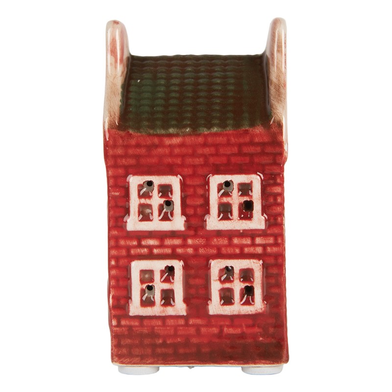 Clayre & Eef Dekoratives Haus mit LED Haus 4x4x8 cm Rot Keramik