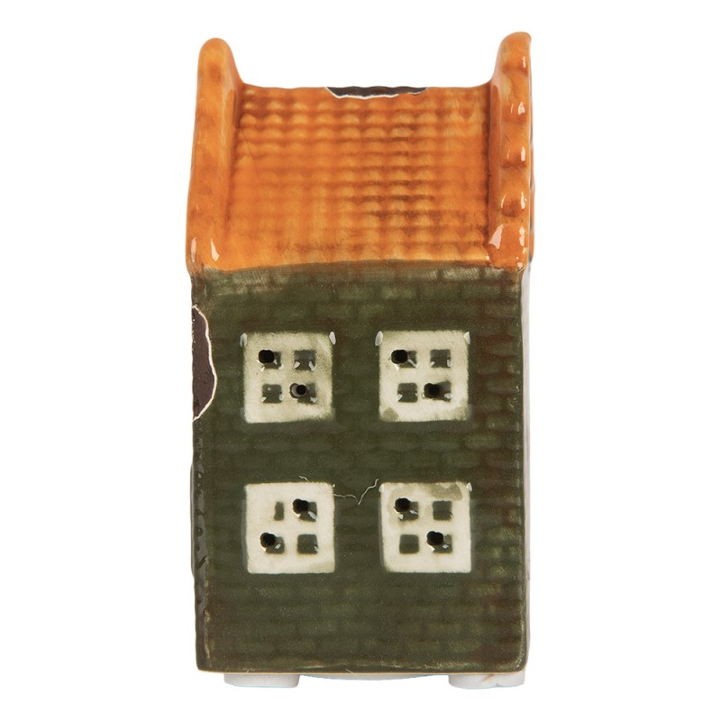Clayre & Eef Dekoratives Haus mit LED 4x4x8 cm Grün Keramik