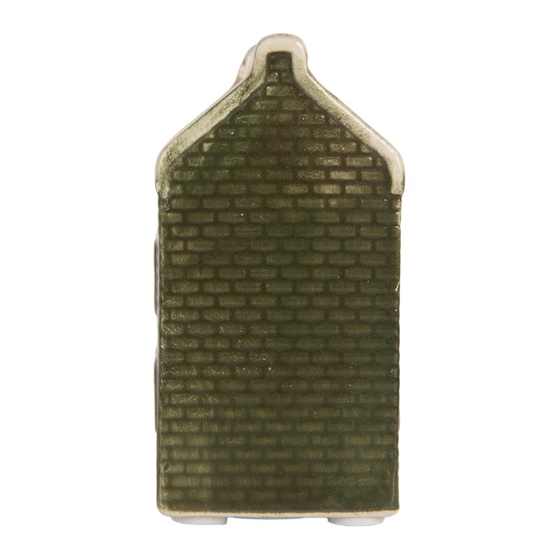 Clayre & Eef Decorativa Casa con LED Casa 4x4x8 cm Verde Ceramica