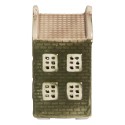 Clayre & Eef Decorativa Casa con LED Casa 4x4x8 cm Verde Ceramica