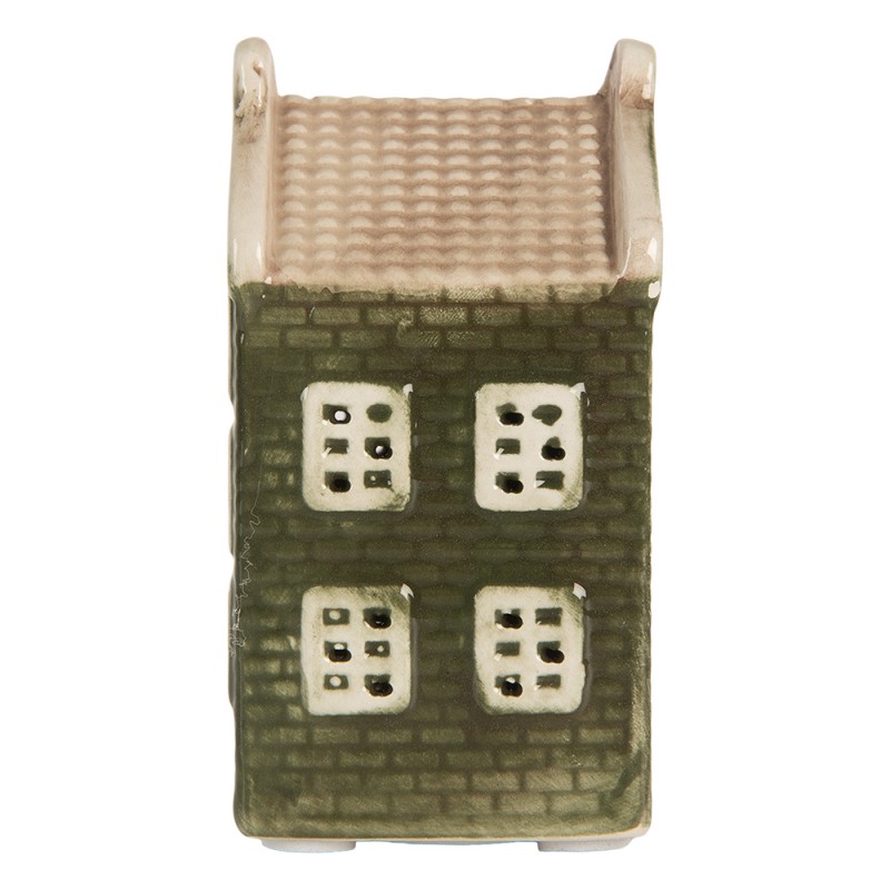 Clayre & Eef Decorativa Casa con LED Casa 4x4x8 cm Verde Ceramica