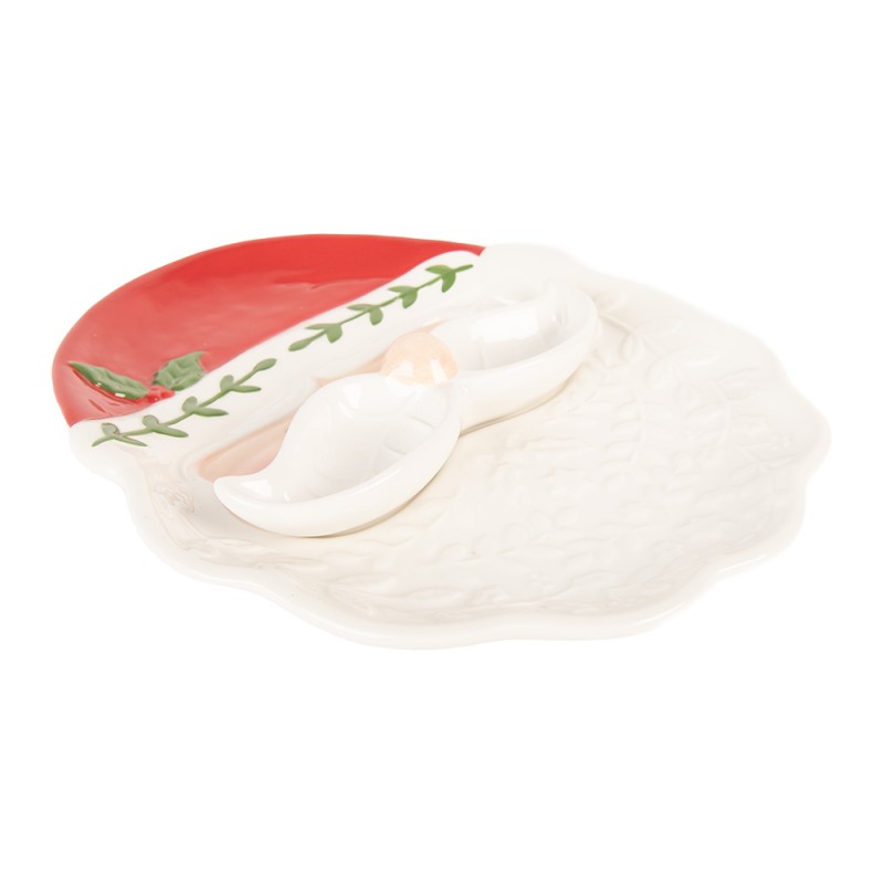 Clayre & Eef Bol de décoration Père Noël 29x26x5 cm Blanc Céramique