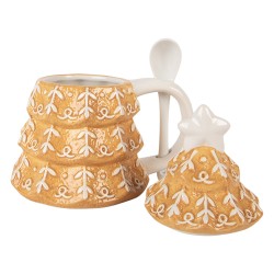 Clayre & Eef Tazza Albero di Natale 350 ml Marrone Ceramica