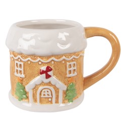 Clayre & Eef Tasse Lebkuchenhaus 300 ml Braun Keramik