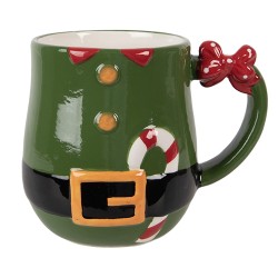 Clayre & Eef Tasse Weihnachtsmann 400 ml Grün Keramik