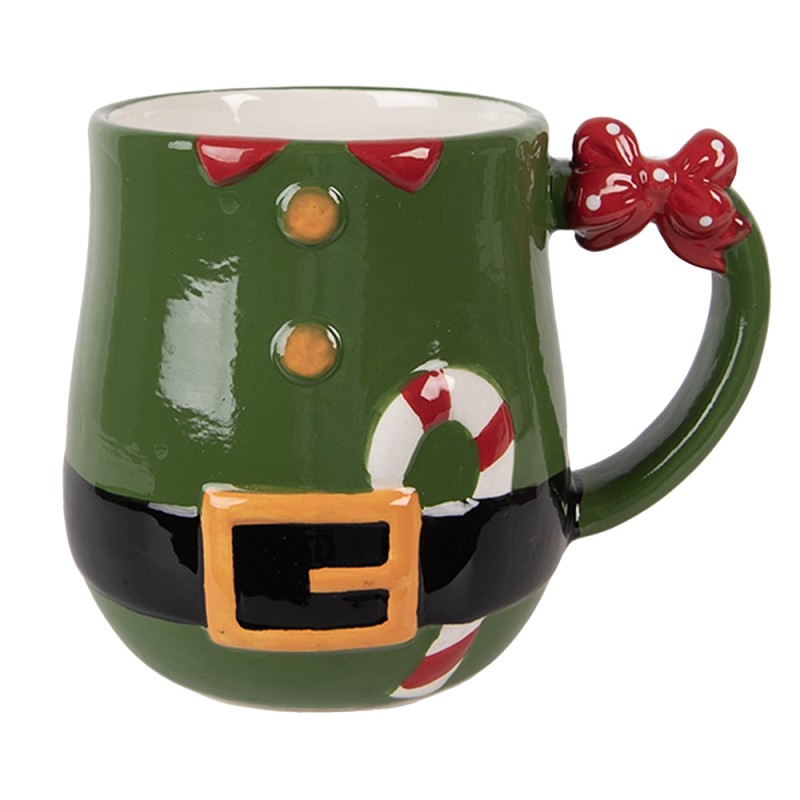 Clayre & Eef Tasse Weihnachtsmann 400 ml Grün Keramik