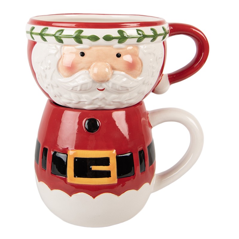 Clayre & Eef Mug Père Noël 400 ml / 500 ml Rouge Céramique