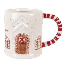 Clayre & Eef Tasse Lebkuchenhaus 400 ml Weiß Keramik