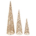Clayre & Eef Kerstdecoratie met LED-verlichting Kerstboom Ø 20x80/16x60/13x40 cm Goudkleurig Metaal