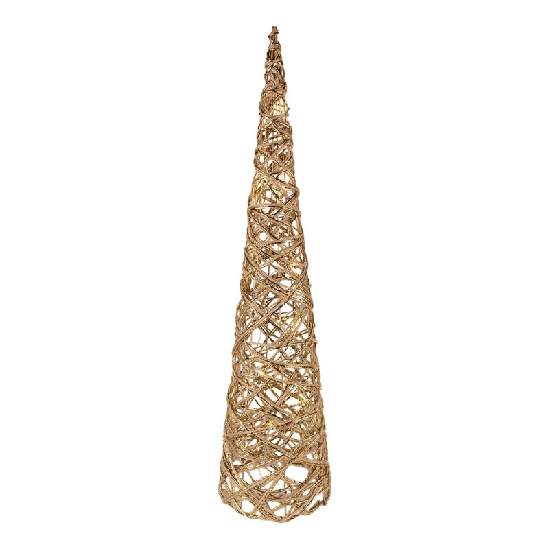 Clayre & Eef Kerstdecoratie met LED-verlichting Kerstboom Ø 20x80/16x60/13x40 cm Goudkleurig Metaal
