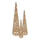 Clayre & Eef Kerstdecoratie met LED-verlichting Kerstboom Ø 20x80/16x60/13x40 cm Goudkleurig Metaal