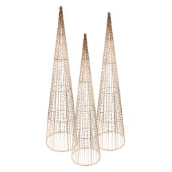 Clayre & Eef Kerstdecoratie met LED-verlichting Kerstboom Ø 20x80/16x60/11x40 cm Goudkleurig Metaal