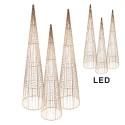 Clayre & Eef Kerstdecoratie met LED-verlichting Kerstboom Ø 20x80/16x60/11x40 cm Goudkleurig Metaal