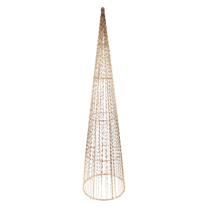 Clayre & Eef Kerstdecoratie met LED-verlichting Kerstboom Ø 20x80/16x60/11x40 cm Goudkleurig Metaal