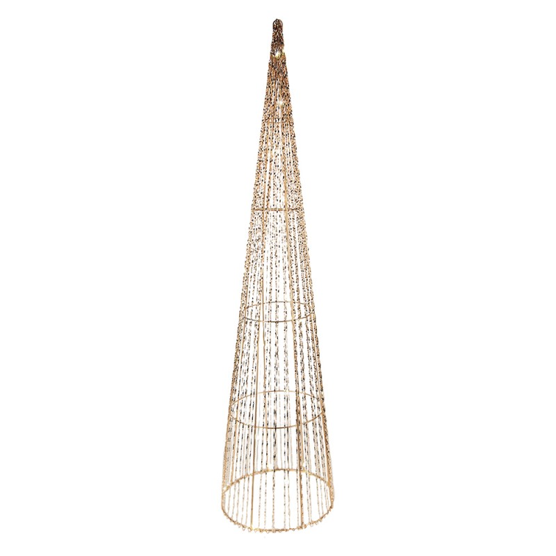 Clayre & Eef Kerstdecoratie met LED-verlichting Kerstboom Ø 20x80/16x60/11x40 cm Goudkleurig Metaal