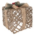 Clayre & Eef Kerstdecoratie met LED-verlichting Cadeau 25 / 20 / 15 cm Goudkleurig Metaal