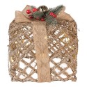 Clayre & Eef Kerstdecoratie met LED-verlichting Cadeau 25 / 20 / 15 cm Goudkleurig Metaal