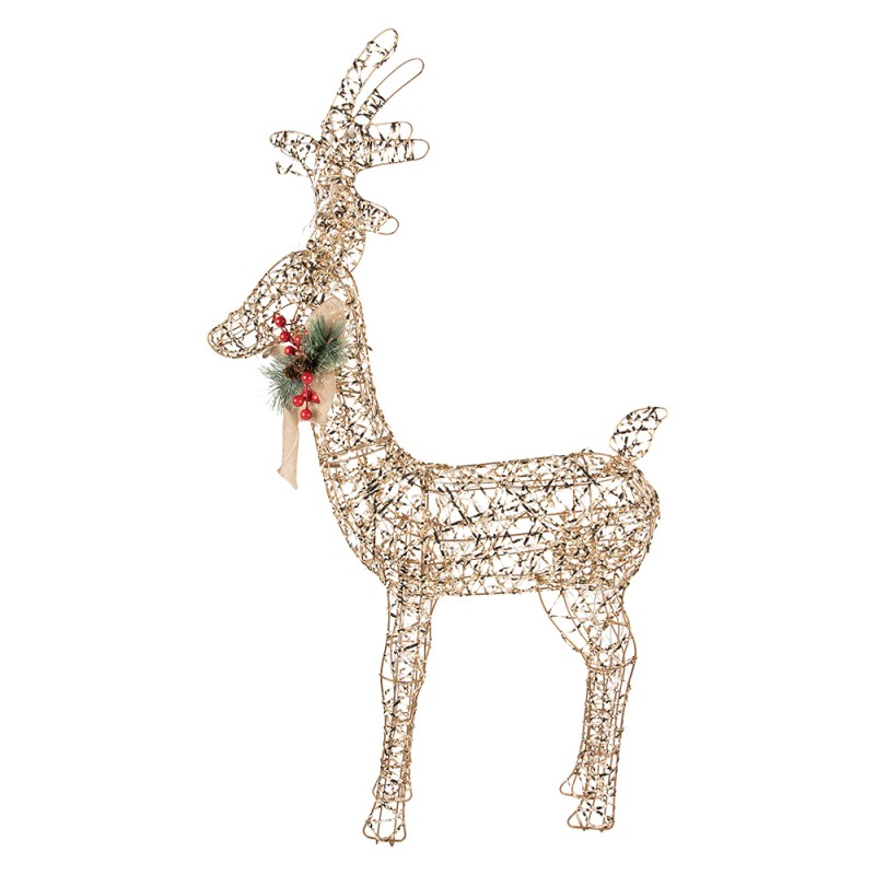 Clayre & Eef Decorazione natalizia con illuminazione a LED Cervo 58x15x99 cm Color oro Metallo