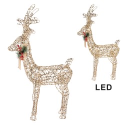 Clayre & Eef Decorazione natalizia con illuminazione a LED Cervo 58x15x99 cm Color oro Metallo