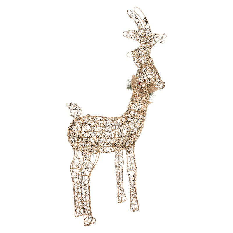 Clayre & Eef Decorazione natalizia con illuminazione a LED Cervo 58x15x99 cm Color oro Metallo