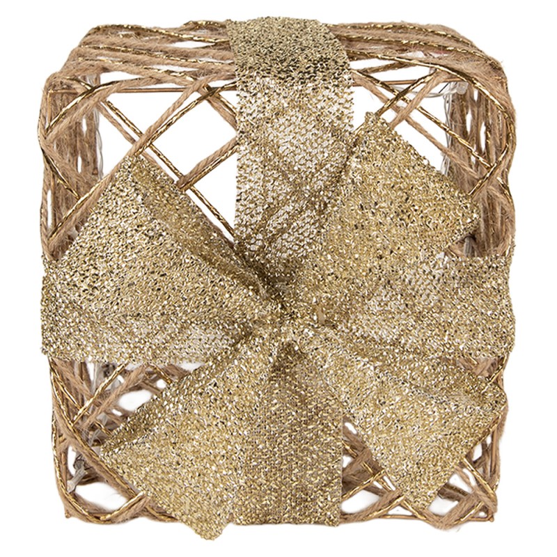Clayre & Eef Kerstdecoratie met LED-verlichting Cadeau 25 / 20 / 15 cm Goudkleurig Metaal