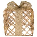 Clayre & Eef Kerstdecoratie met LED-verlichting Cadeau 25 / 20 / 15 cm Goudkleurig Metaal