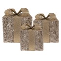 Clayre & Eef Kerstdecoratie met LED-verlichting Cadeau 25 / 20 / 15 cm Goudkleurig Kunststof