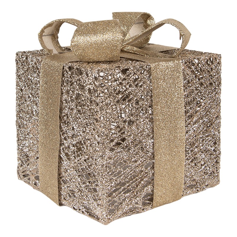 Clayre & Eef Kerstdecoratie met LED-verlichting Cadeau 25 / 20 / 15 cm Goudkleurig Kunststof