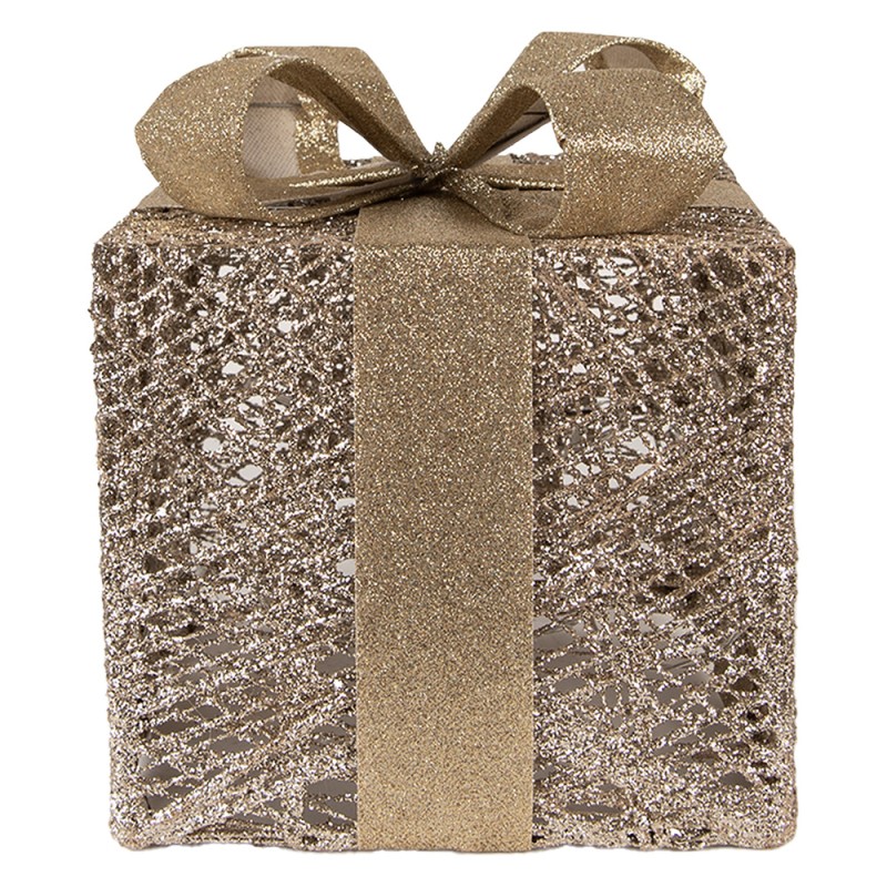 Clayre & Eef Kerstdecoratie met LED-verlichting Cadeau 25 / 20 / 15 cm Goudkleurig Kunststof