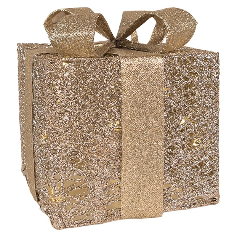 Clayre & Eef Kerstdecoratie met LED-verlichting Cadeau 25 / 20 / 15 cm Goudkleurig Kunststof