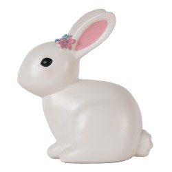 Clayre & Eef Luce Notturna per Bambini Coniglio LED 21x13x22 cm Bianco Plastica