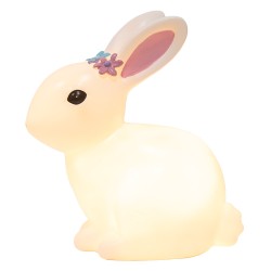 Clayre & Eef Luce Notturna per Bambini Coniglio LED 21x13x22 cm Bianco Plastica