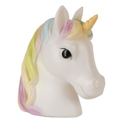 Clayre & Eef Luce Notturna per Bambini Unicorno LED 22x14x24 cm Bianco Plastica