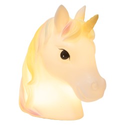 Clayre & Eef Luce Notturna per Bambini Unicorno LED 22x14x24 cm Bianco Plastica