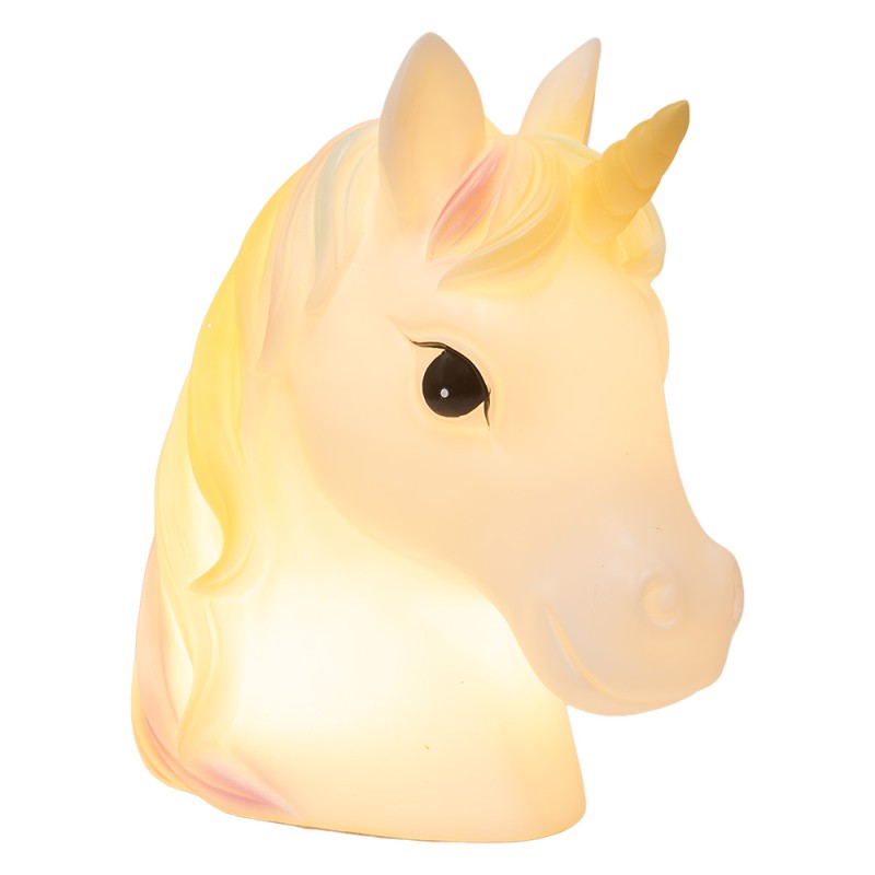 Clayre & Eef Luce Notturna per Bambini Unicorno LED 22x14x24 cm Bianco Plastica