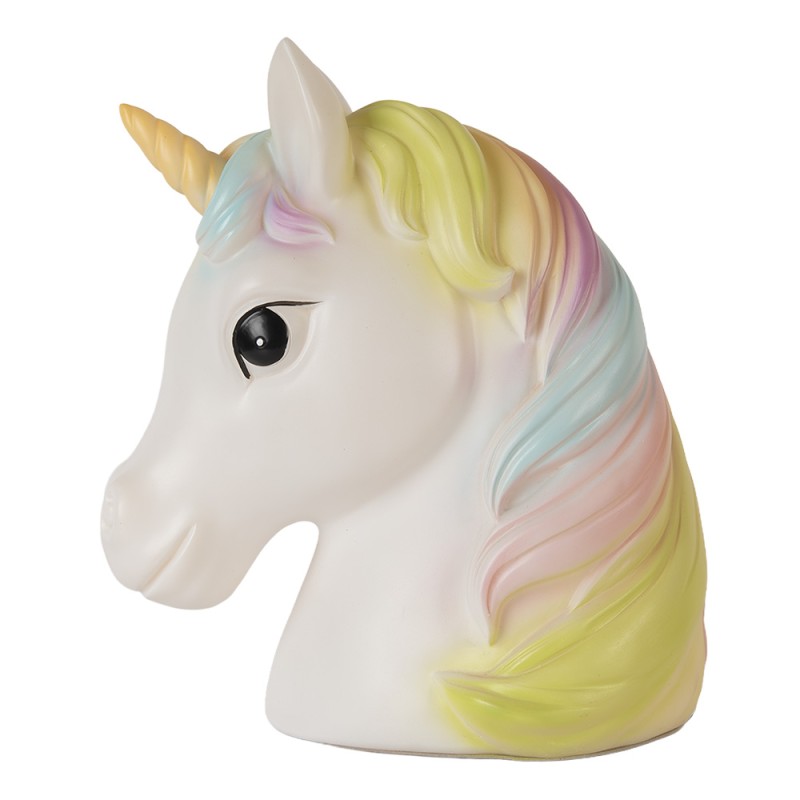 Clayre & Eef Luce Notturna per Bambini Unicorno LED 22x14x24 cm Bianco Plastica