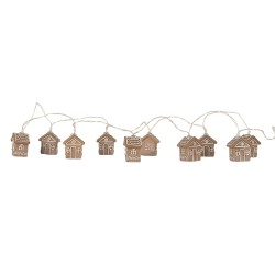 Clayre & Eef Catena Luminosa 10 Lampadine Casa di pan di zenzero LED 150 cm Marrone Plastica