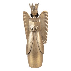 Clayre & Eef Kerstdecoratie Beeld Engel 17x10x39 cm Bruin Metaal